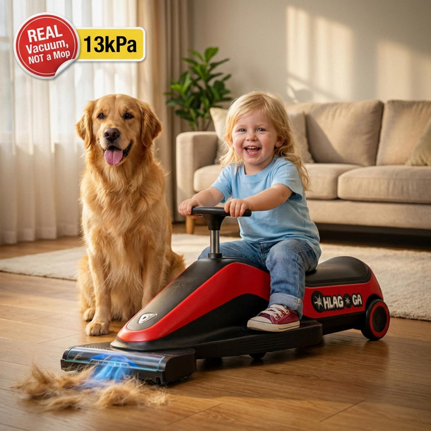 12V Kids Vacuum Go Kart – 2-Speed Electric Ride On Car for Ages 3+