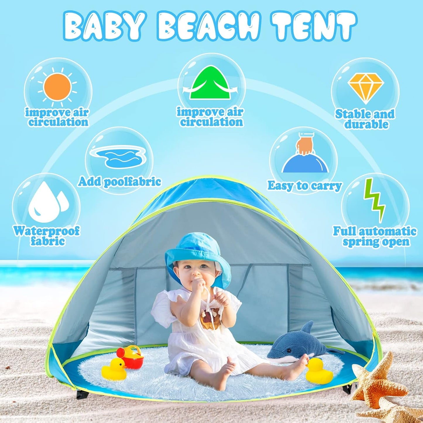 Monobeach Baby Beach Tent – Pop Up Portable UV Sun Shade with Pool