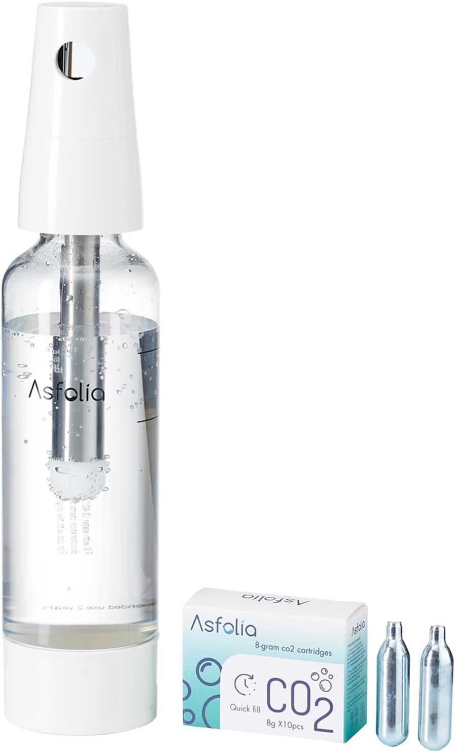 Portable travel soda maker with CO2 cylinders and 1L bottle making sparkling water
