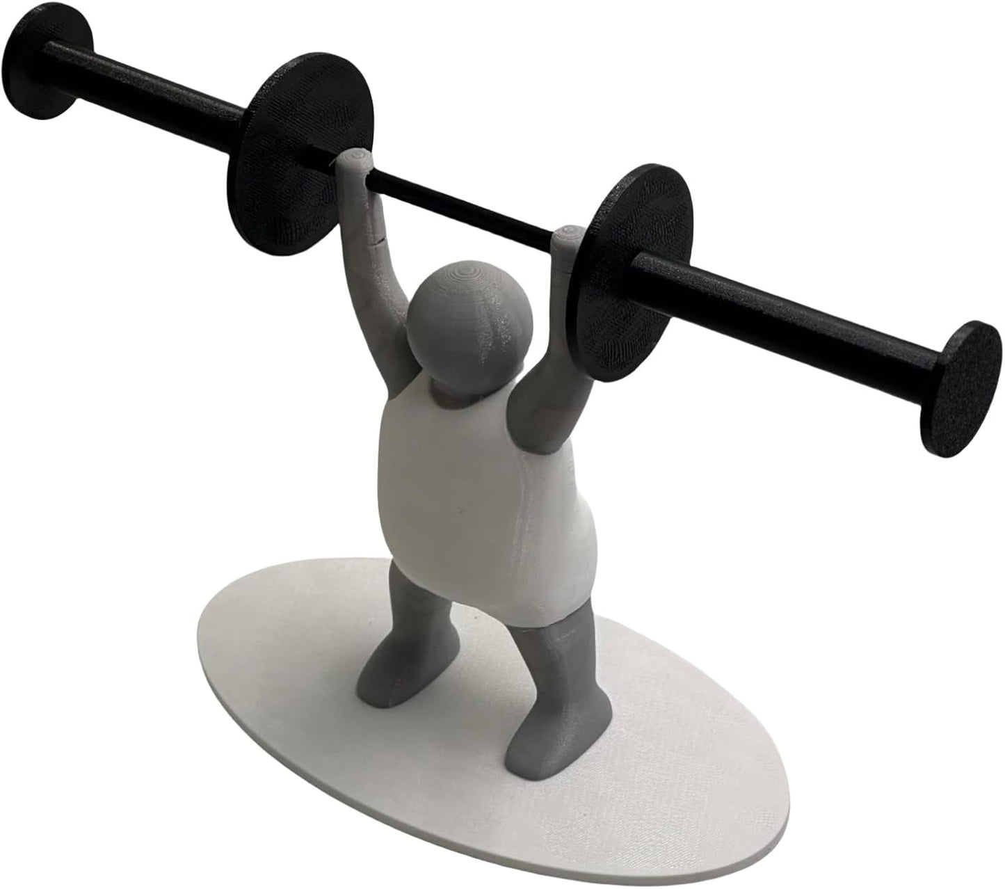 Funny weightlifter man toilet paper holder lifting a roll like a barbell for bathroom