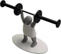 Funny weightlifter man toilet paper holder lifting a roll like a barbell for bathroom