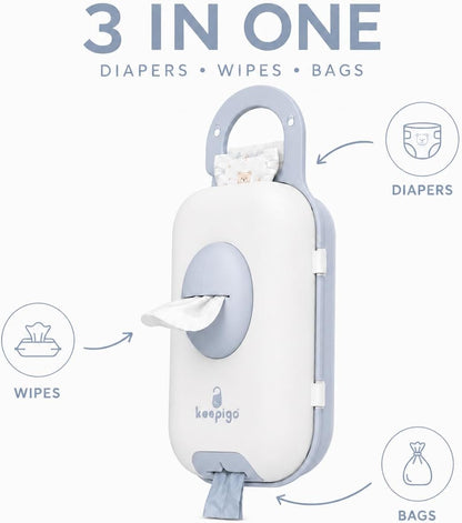 Portable Diaper Bag Wipe Dispenser – 3-in-1 Travel Baby Caddy Organizer