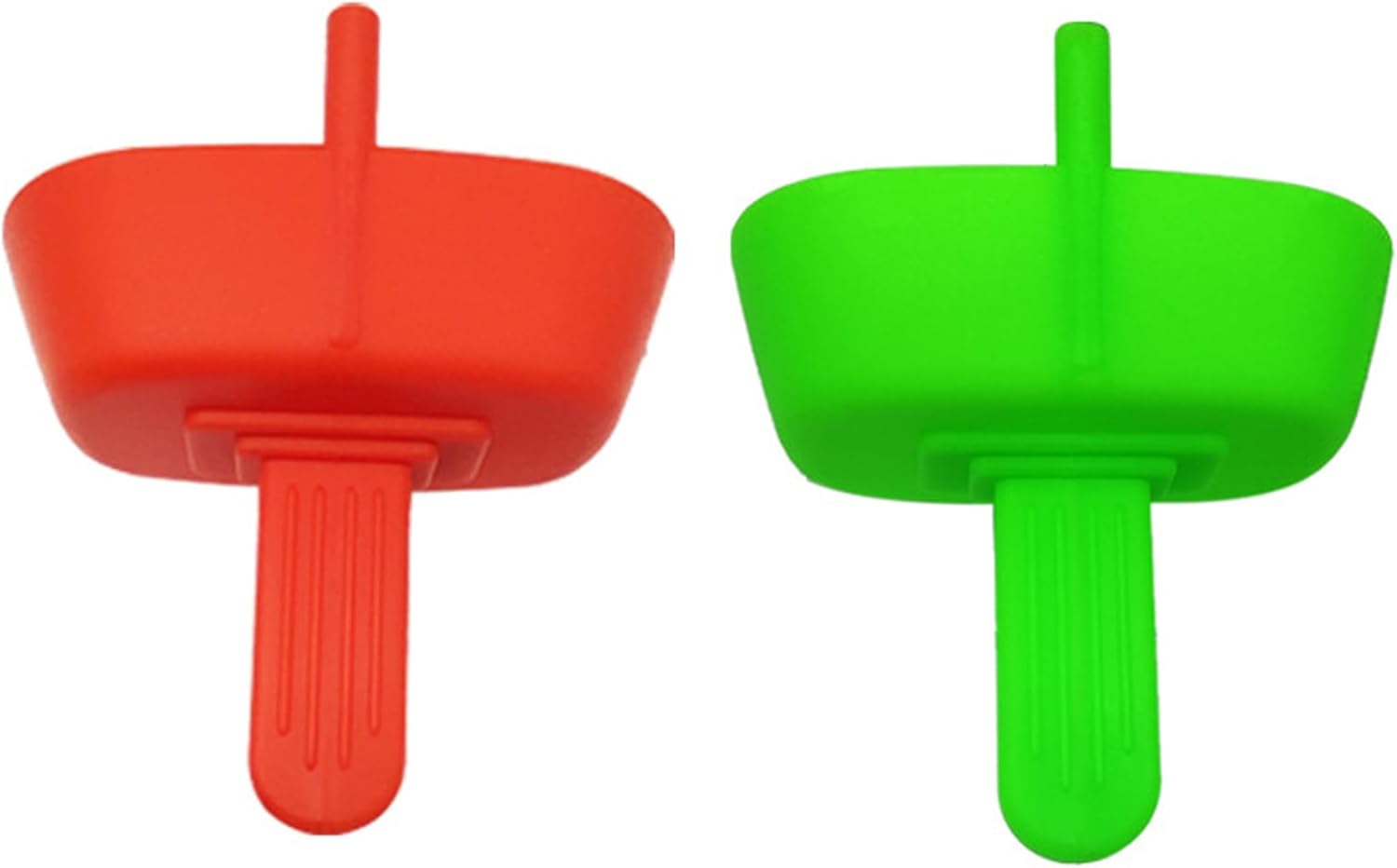 Set of 2 red and green silicone popsicle holders with built-in straw