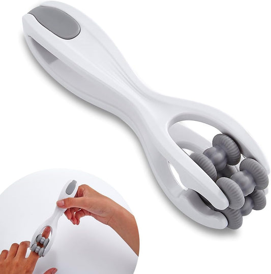 Grey silicone finger and hand massage roller for palm and wrist