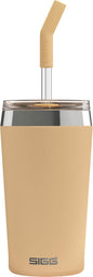 SIGG Helia insulated stainless steel travel mug with glass straw and cleaning brush