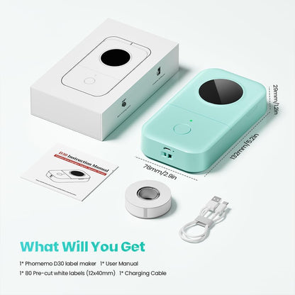 Phomemo D30 Label Maker – Bluetooth Mini Label Printer with Tape