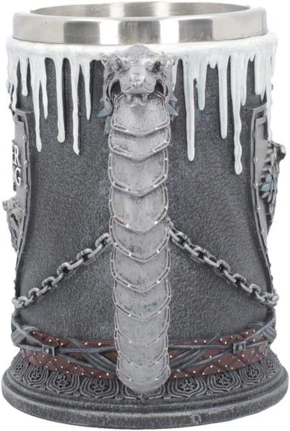 Nemesis Now House Stark Tankard 20cm - Game of Thrones Direwolf Resin Mug with Stainless Steel Insert
