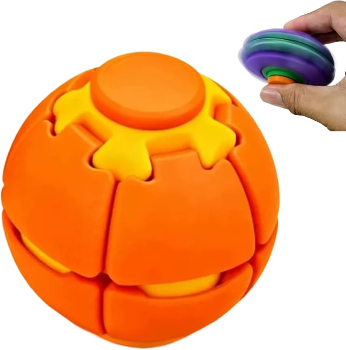 Press & Spin Fidget Ball – 3D Printed Sensory Stress Relief Toy for Kids, Teens & Adults | Compact Anxiety Fidget Spinner