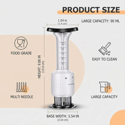 Meat Injector & Tenderizer – Stainless Steel Marinade Sauce Injector Kit