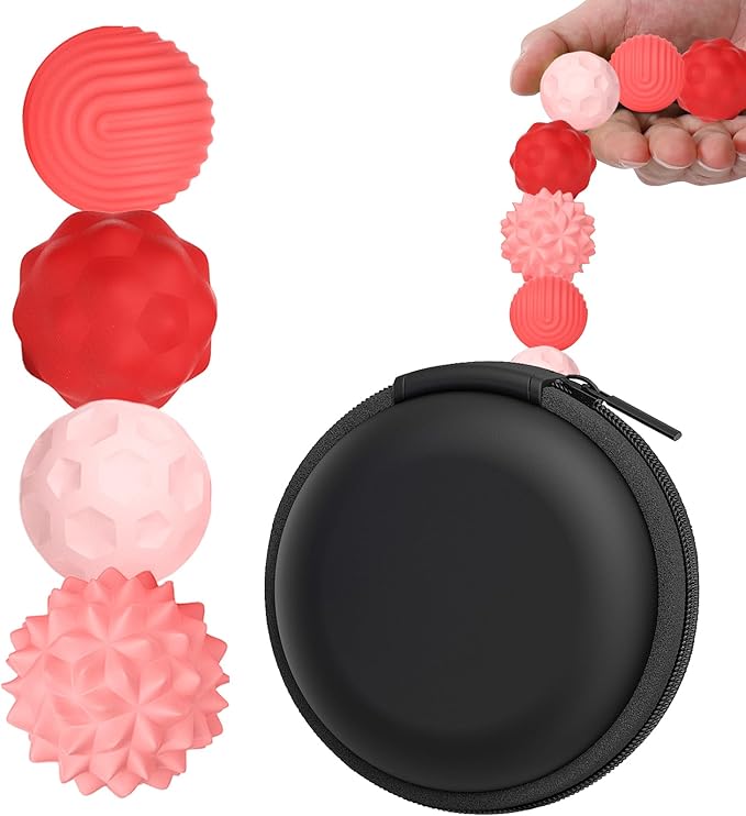 Magnetic Fidget Balls – 4 Pack Textured Silicone Sensory Toys, Quiet