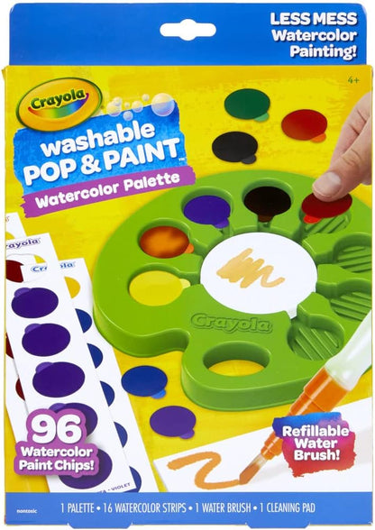 Crayola Watercolor Paint Set – 96 Paint Chips with Refillable Water Brush