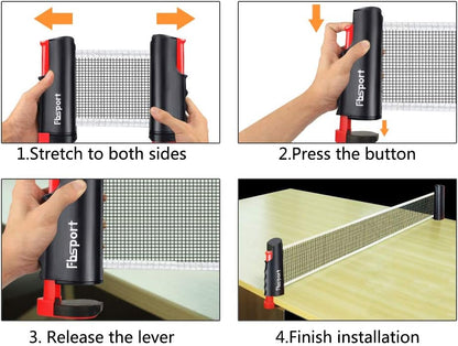 Portable Ping Pong Paddle Set – Retractable Table Tennis Net & 6 Balls