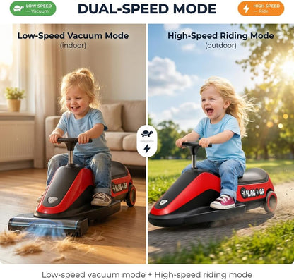 12V Kids Vacuum Go Kart – 2-Speed Electric Ride On Car for Ages 3+