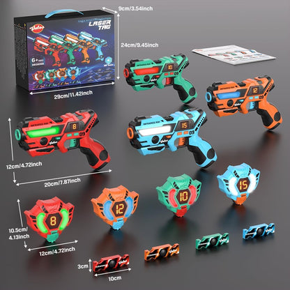 Laser Tag Set with LCD Vests – Rechargeable 4 Player Blasters for Kids & Adults