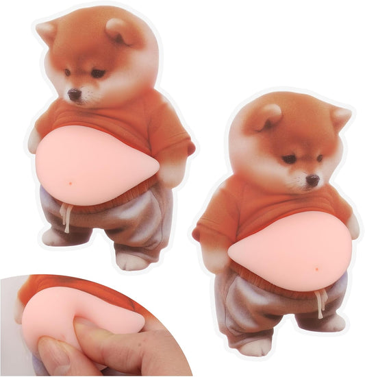 3D Shiba Inu belly car sticker, soft squishy self-adhesive door edge guard and cute car decal