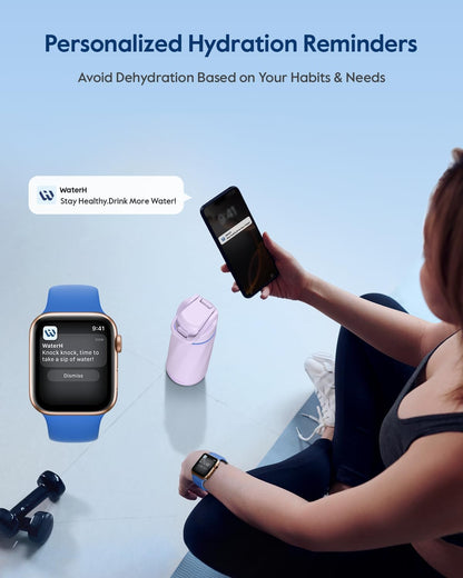 WaterH Smart Water Bottle 24oz - Insulated Stainless Steel with Hydration Tracker, Reminder & LED Display