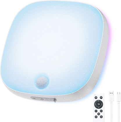 IP65 waterproof motion sensor LED light with RGB colors and remote control mounted on bathroom wall