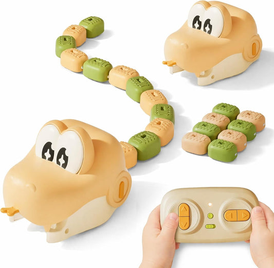 Remote control magnetic snake toy with light and sound eating itself for kids