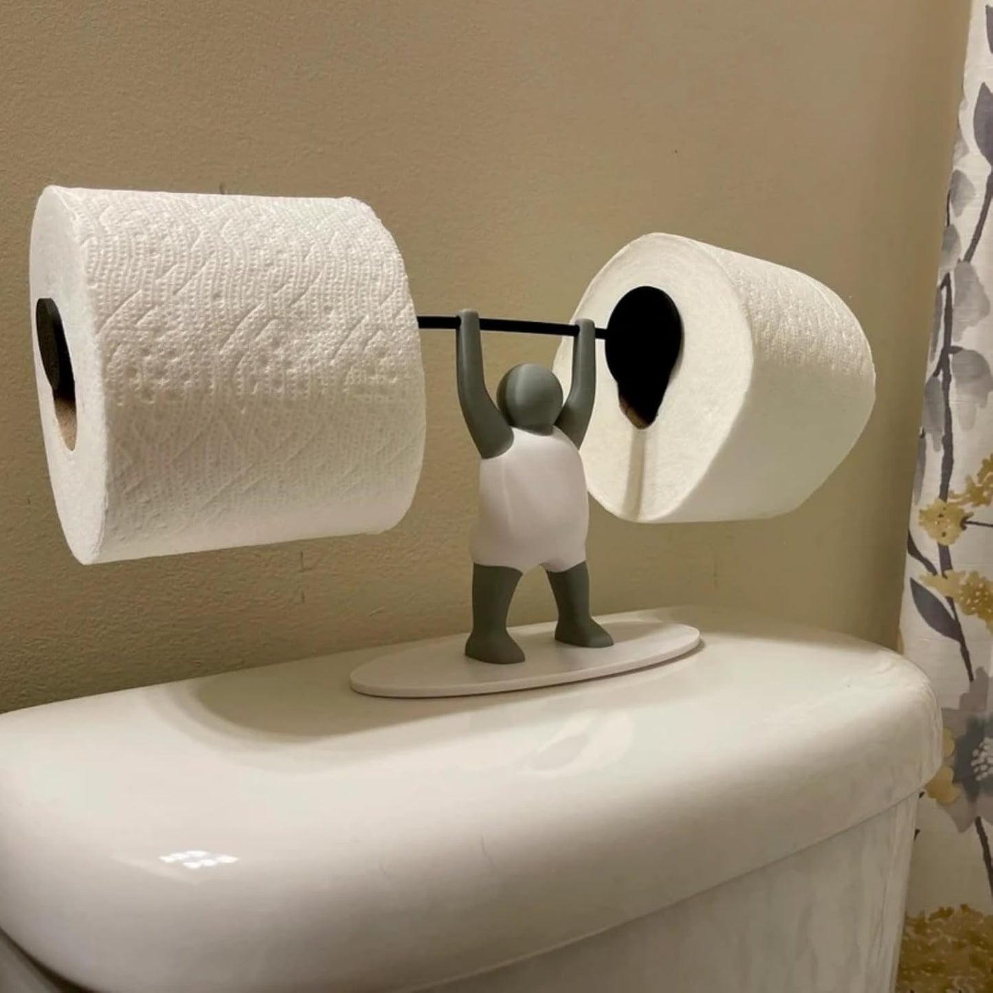 Funny Weightlifter Toilet Paper Holder – Novelty Bathroom Roll Stand