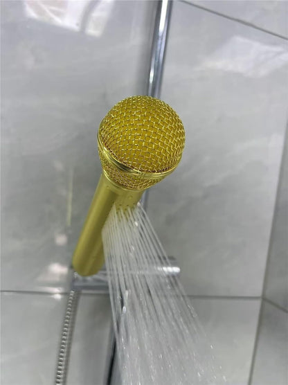 Singing Showerhead Microphone – Gold Aluminum Alloy Bathroom Karaoke Mic