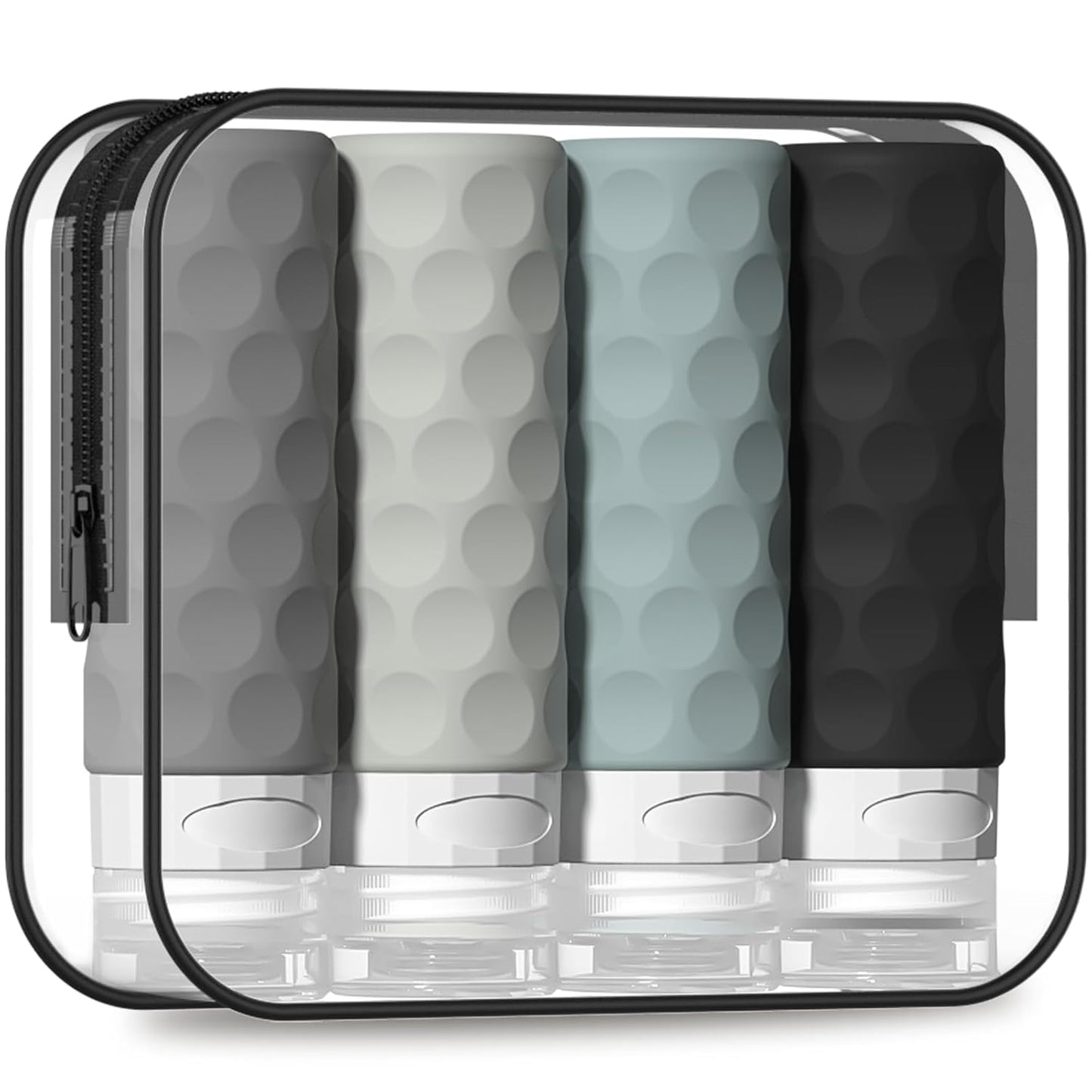 TSA approved 3 oz leak proof travel bottles set with clear toiletry bag for toiletries