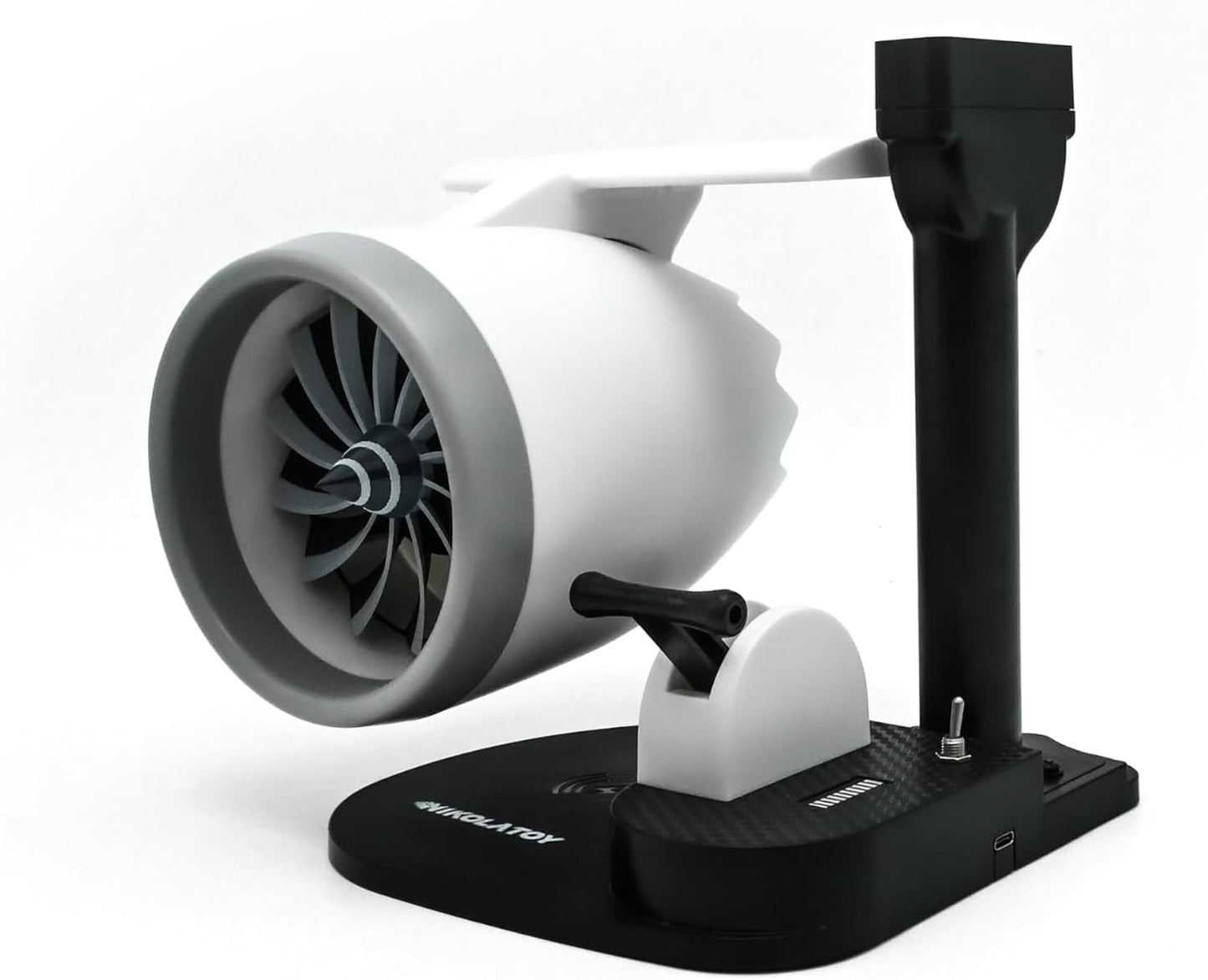 Jet Engine Fan Desk Gadget with Wireless Charger – LED Turbofan Model