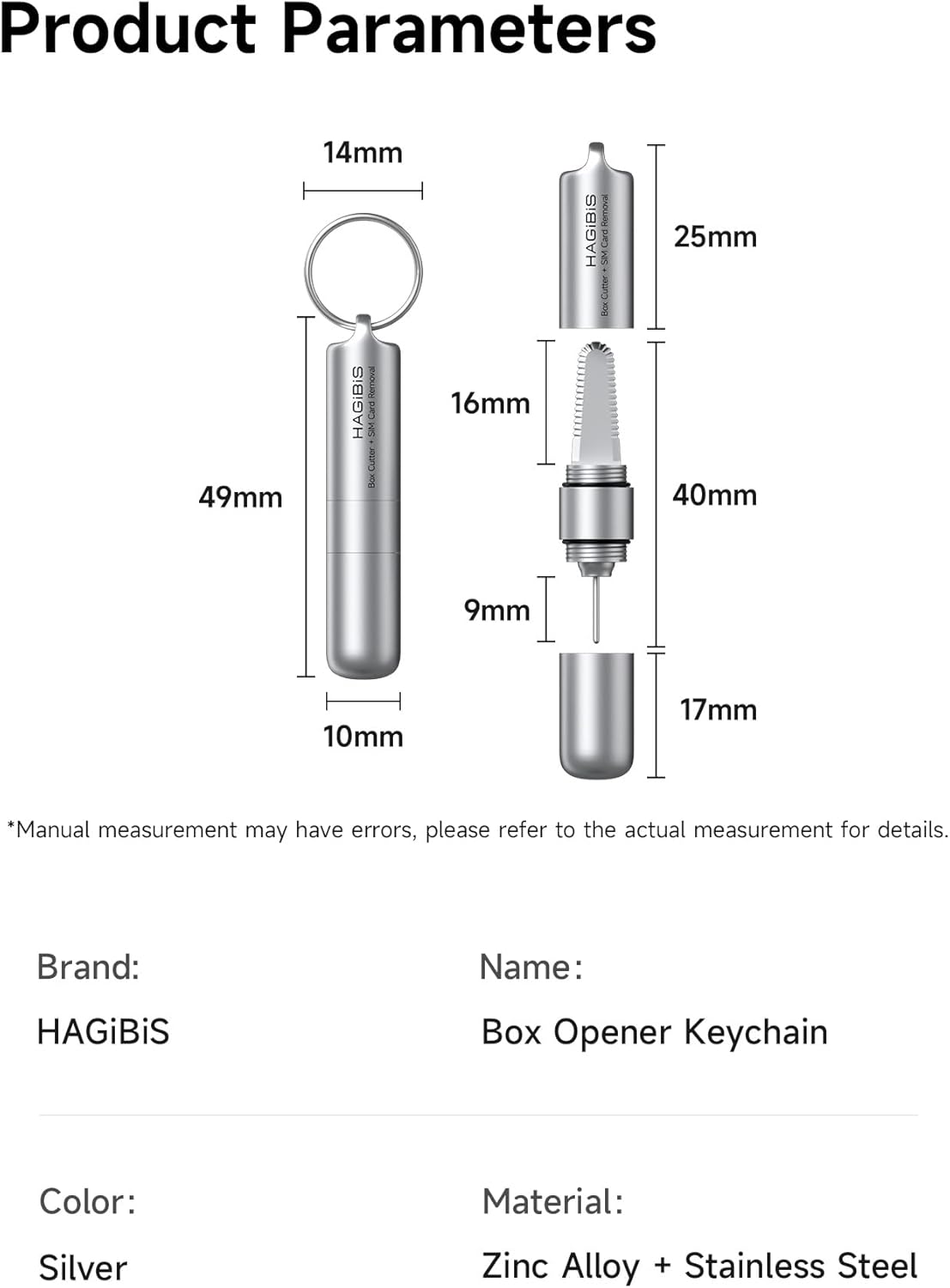 Hagibis SIM Card Ejector Tool with Box Cutter – 2-in-1 EDC Keychain (CP03)