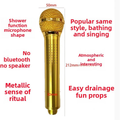 Singing Showerhead Microphone – Gold Aluminum Alloy Bathroom Karaoke Mic