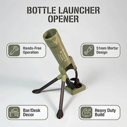 Mortar Bottle Opener – Automatic One-Hand Beer Cap Popper Novelty Gift
