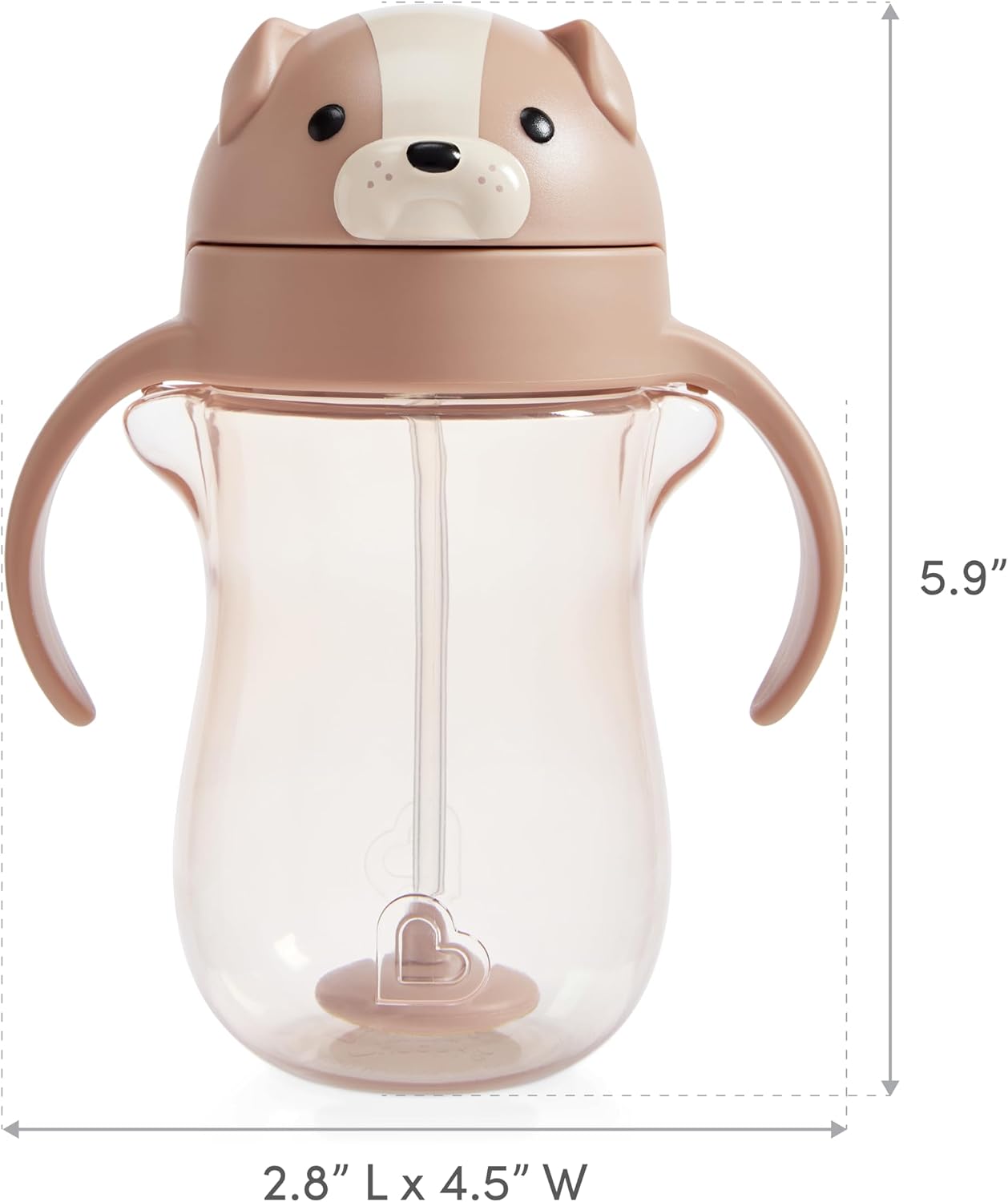 Baby Straw Cup with Handles 10oz - Spill-Proof Weighted Straw Sippy Cup for Toddlers, Dog Design, 9+ Months