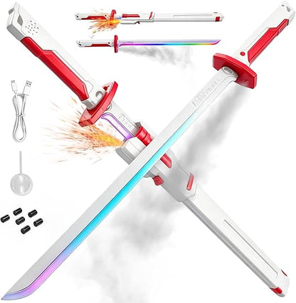 RGB LED Sparking Sword – Cyberpunk Light Up Saber with Sound & Mist