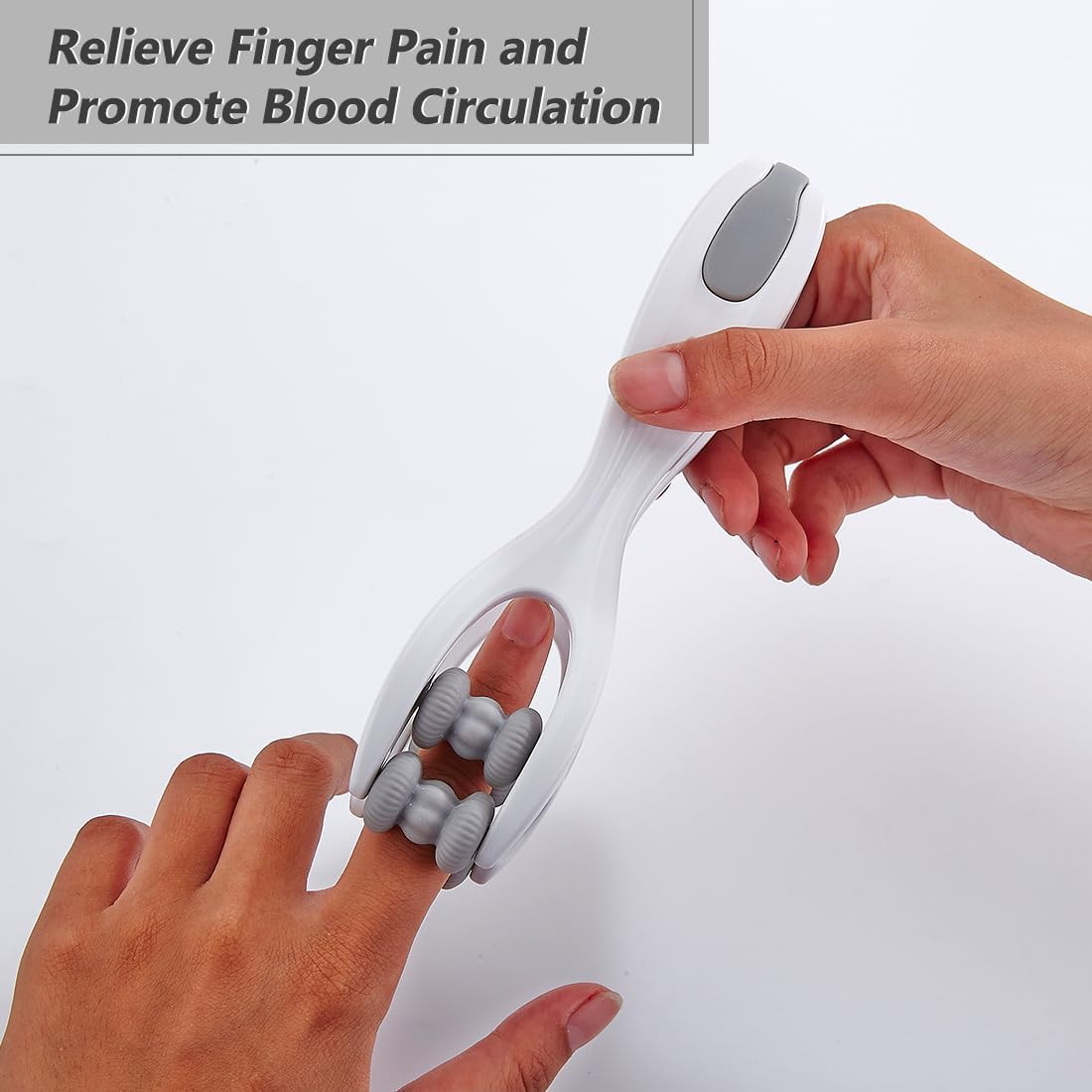 Finger & Hand Massage Roller – Silicone Massager for Hands, Palm & Wrist (Grey)