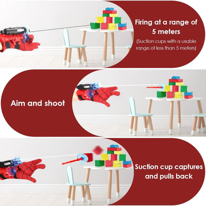 Spider Web Shooter Toy with Gloves - Superhero Wrist Launcher for Kids, Cosplay & Party Gift, Fun Toy