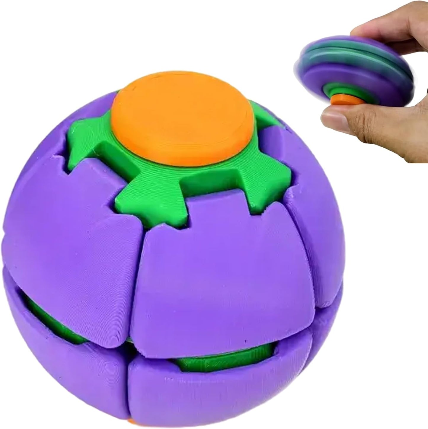 Press & Spin Fidget Ball – 3D Printed Sensory Stress Relief Toy for Kids, Teens & Adults | Compact Anxiety Fidget Spinner