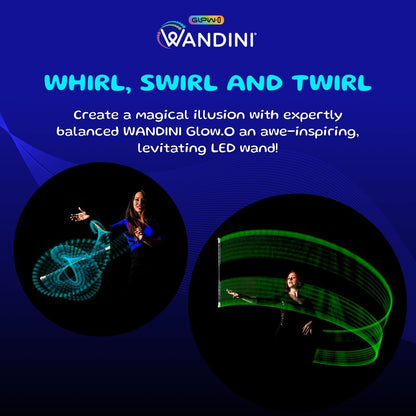 Wandini Glow.0 LED Magic Wand - Collapsible Levitation Stick, USB Rechargeable Flow Prop, 22 Color Modes