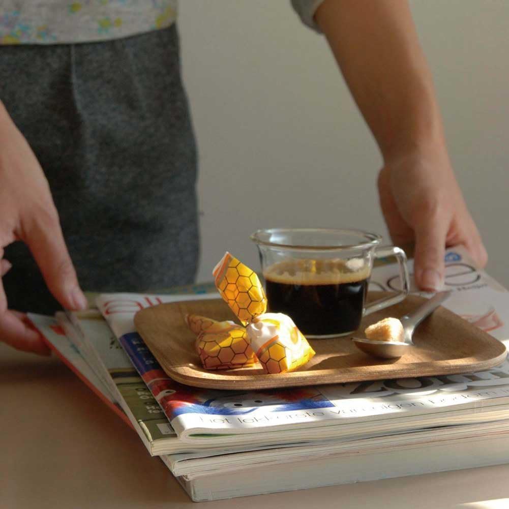 KINTO Non-Slip Teak Wooden Tray – 10.6" x 7.9" Serving Tray for Home
