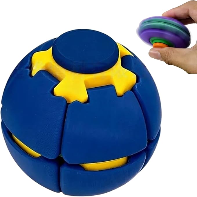 Press & Spin Fidget Ball – 3D Printed Sensory Stress Relief Toy for Kids, Teens & Adults | Compact Anxiety Fidget Spinner