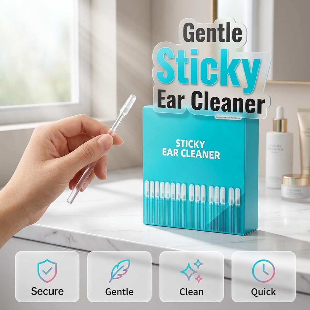 Sticky Ear Cleaner - Reusable Ear Wax Removal Tool with Soft Adhesive Tips, Gentle Ear Cleaning for Adults