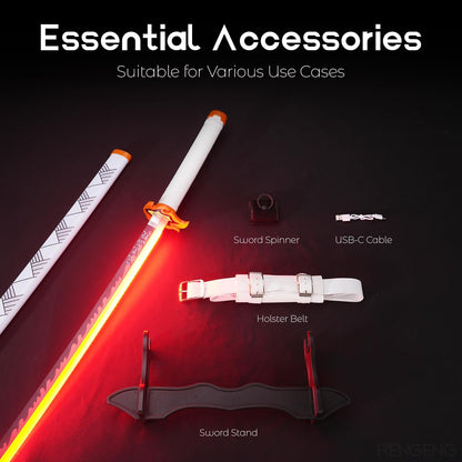 Light-Up LED Cosplay Sword – Rechargeable 40" Prop with Spinner & Holster