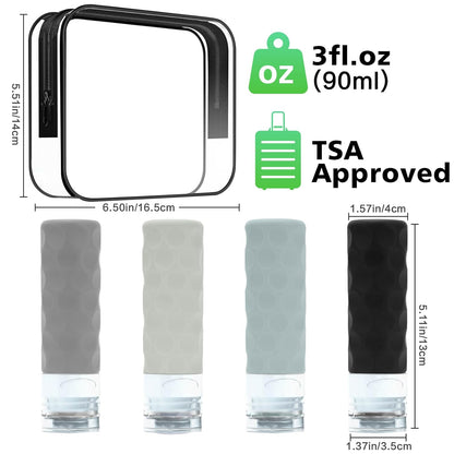 TSA Approved Travel Bottles Set – 3 oz Leak Proof Toiletry Containers