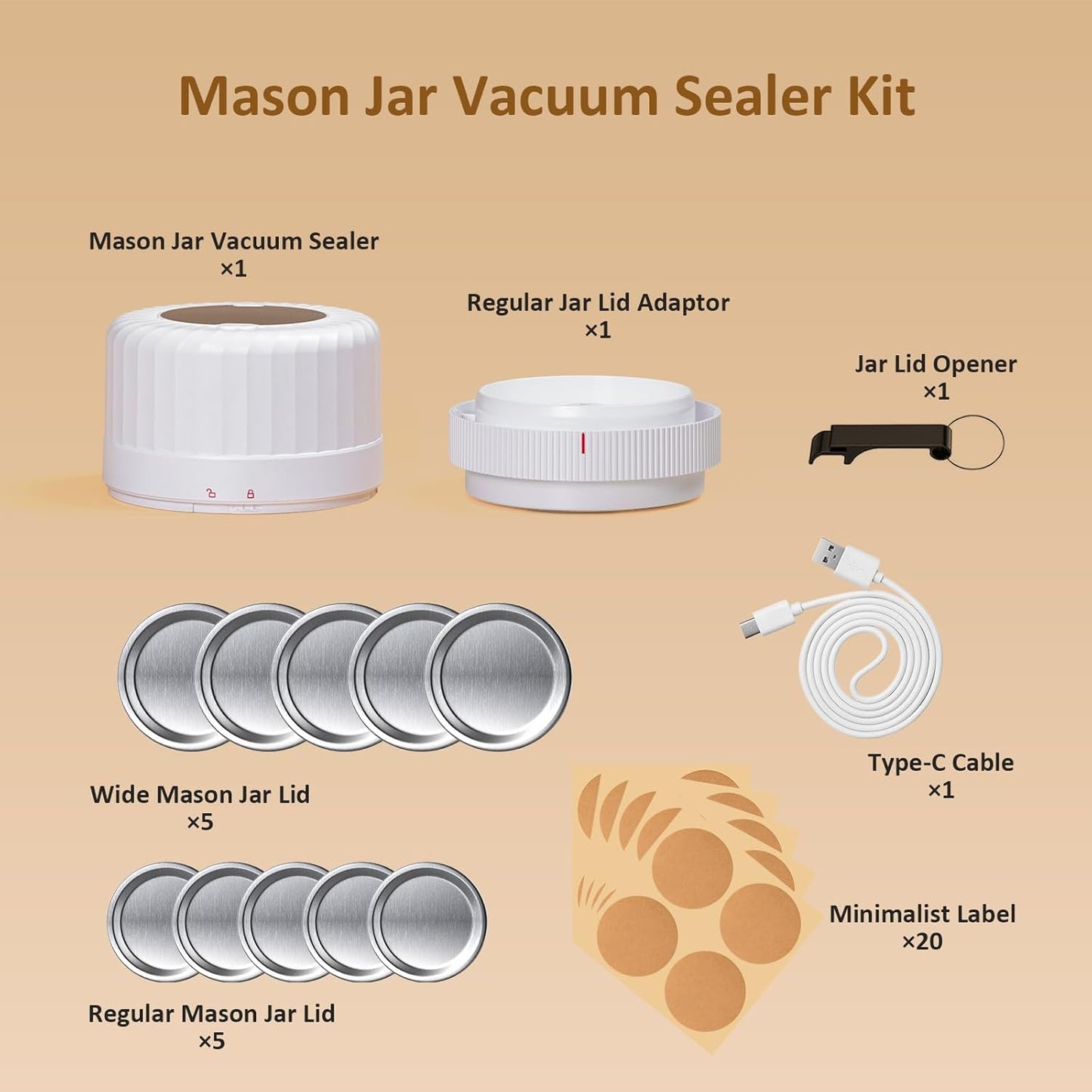 Electric Mason Jar Vacuum Sealer – Automatic Rechargeable Jar Sealer Kit