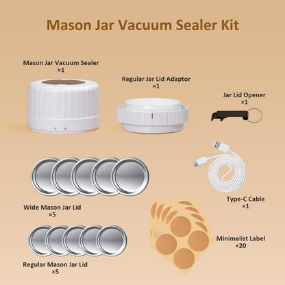 Electric Mason Jar Vacuum Sealer – Automatic Rechargeable Jar Sealer Kit