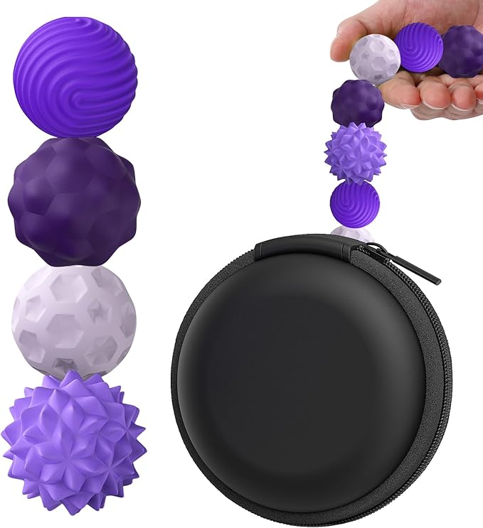 Magnetic Fidget Balls – 4 Pack Textured Silicone Sensory Toys, Quiet