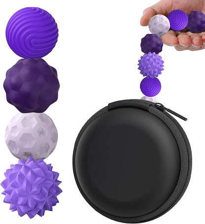 Magnetic Fidget Balls – 4 Pack Textured Silicone Sensory Toys, Quiet