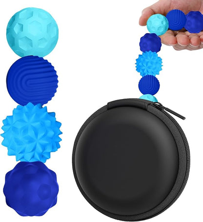 Magnetic Fidget Balls – 4 Pack Textured Silicone Sensory Toys, Quiet