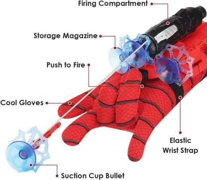 Spider Web Shooter Toy with Gloves - Superhero Wrist Launcher for Kids, Cosplay & Party Gift, Fun Toy