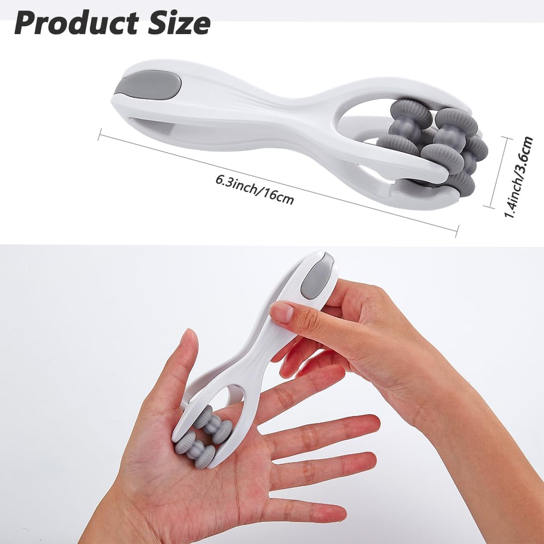 Finger & Hand Massage Roller – Silicone Massager for Hands, Palm & Wrist (Grey)