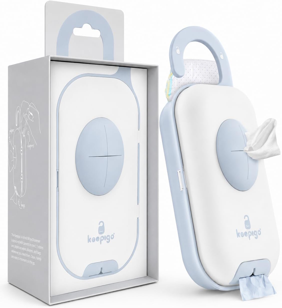 Keepigo 3-in-1 portable diaper bag wipe dispenser and travel baby caddy organizer in beige