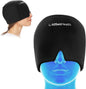 Black migraine relief cap hot and cold gel ice head wrap with eye mask