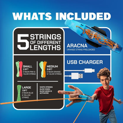 ZipString Aracna Webshooter – Glow-in-the-Dark String Launcher Trick Toy for Kids & Teens